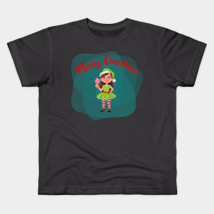 Merry Christmas, elf and ice cream Kids T-Shirt